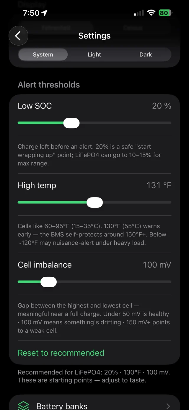 Alert thresholds with guidance